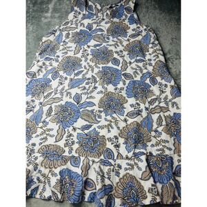 Tommy Hilfiger Floral Linen/Viscose Dress Sleeveless Casual Blue Beige Size 14W